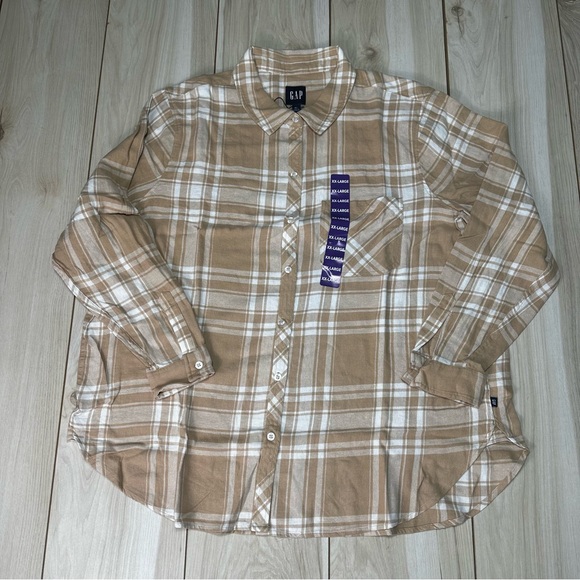 Gap Women's Soft Cotton Relaxed Fit Button Up Flannel Shirt Size XXLarge -New - Picture 6 of 11